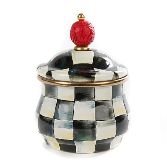 MacKenzie-Childs Courtly Check Enamel Lidded Sugar Bowl