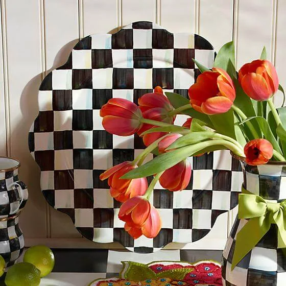 MacKenzie-Childs Courtly Check Enamel Petal Platter - Image 3