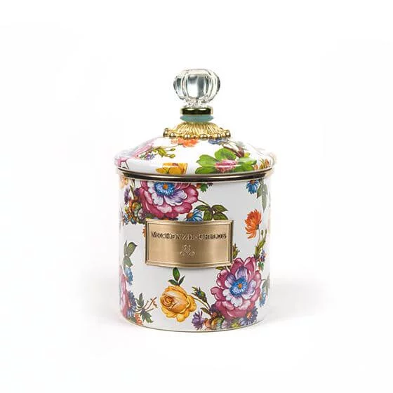 MacKenzie-Childs Flower Market Small Canister - White