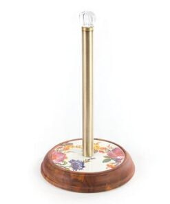 MacKenzie-Childs Flower Market Wood Paper Towel Holder - White