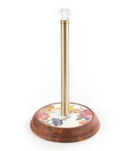 MacKenzie-Childs Flower Market Wood Paper Towel Holder - White