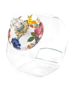MacKenzie-Childs Cookie Jar with Flower Market Enamel Lid - White