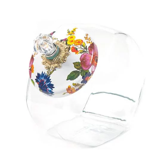 MacKenzie-Childs Cookie Jar with Flower Market Enamel Lid - White