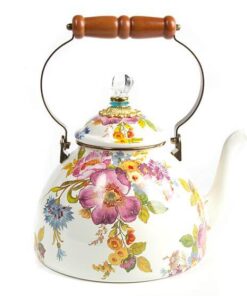 MacKenzie-Childs Flower Market 3 Quart Tea Kettle - White