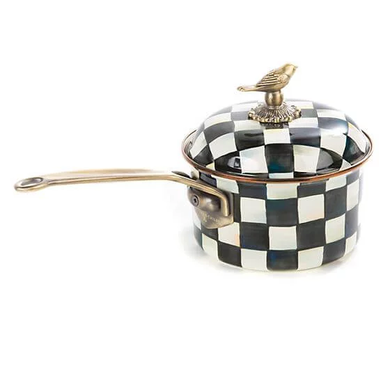 MacKenzie-Childs Courtly Check Enamel 2.5 Qt. Saucepan