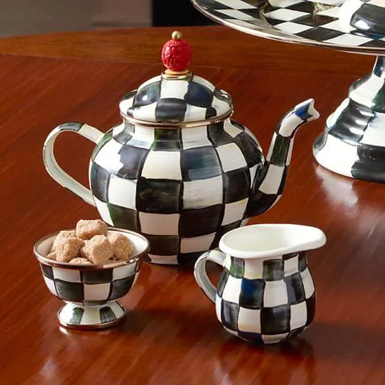 MacKenzie-Childs Courtly Check Enamel Little Sugar Bowl - Image 2