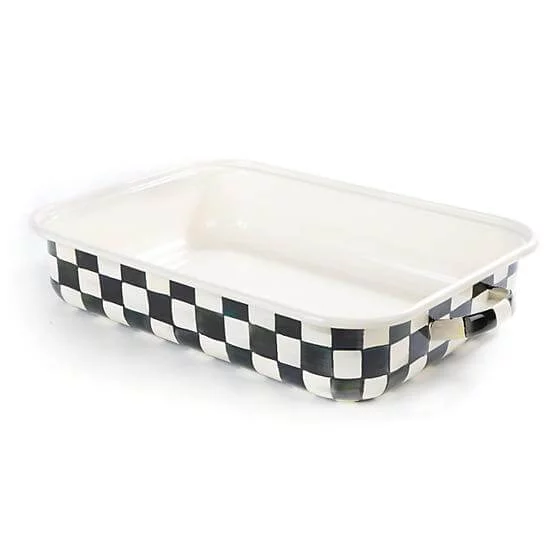 MacKenzie-Childs Courtly Check Enamel Roasting Pan with Rack - Image 3