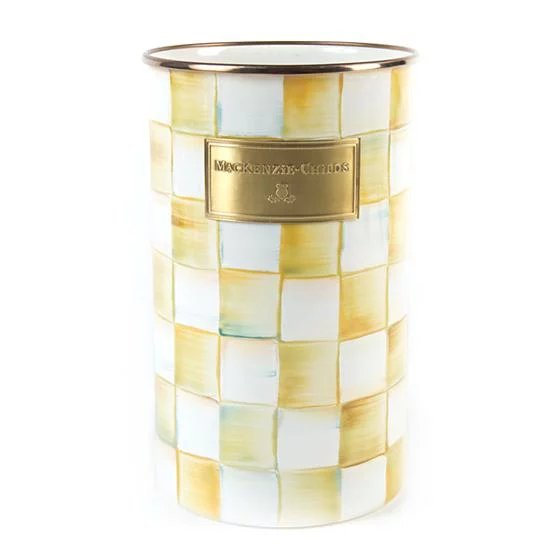 MacKenzie-Childs Parchment Check Enamel Utensil Holder