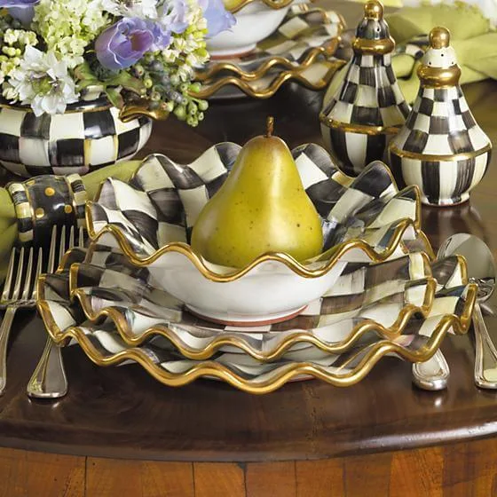 MacKenzie-Childs Courtly Check Fluted Dinner Plate - Image 3