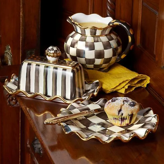 MacKenzie-Childs Courtly Check Fluted Dessert Plate - Image 2