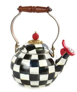 MacKenzie-Childs Courtly Check Enamel Whistling Tea Kettle