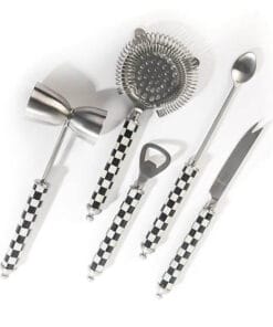 MacKenzie-Childs 3260 Bar Tool Set - Courtly Check