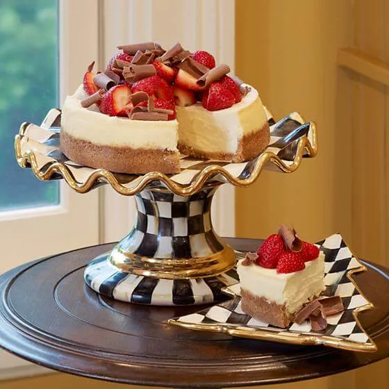 MacKenzie-Childs Courtly Check Fluted Cake Stand - Image 3