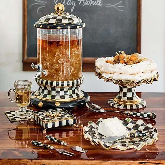 MacKenzie-Childs Courtly Check Fluted Cake Stand - Image 2