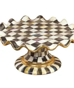 MacKenzie-Childs Courtly Check Fluted Cake Stand