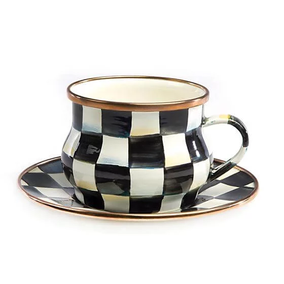 MacKenzie-Childs Courtly Check Enamel Teacup - Image 2