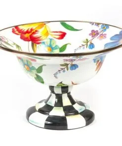 MacKenzie-Childs Flower Market Large Compote - White