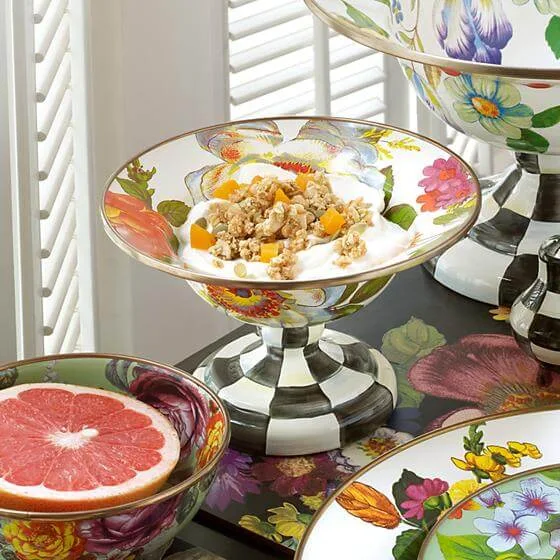 MacKenzie-Childs Flower Market Small Compote - White - Image 2