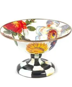 MacKenzie-Childs Flower Market Small Compote - White