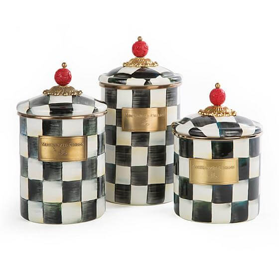 Small MacKenzie-Childs Courtly Check Enamel Canister 