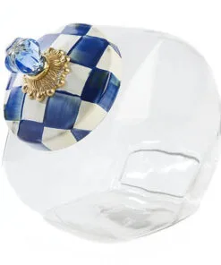 MacKenzie-Childs Royal Check Cookie Jar with Enamel Lid