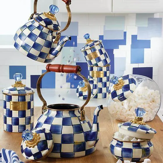 MacKenzie-Childs Royal Check Tea Kettle - 3 Quart - Image 3