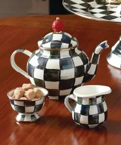 MacKenzie-Childs Courtly Check Enamel Teapot - 4 Cup - Image 2