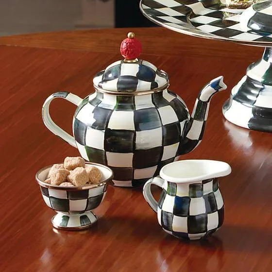 MacKenzie-Childs Courtly Check Enamel Teapot - 4 Cup - Image 2