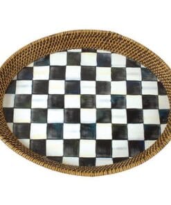 MacKenzie-Childs Courtly Check Rattan & Enamel Tray - Small
