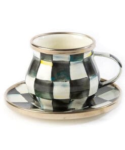 MacKenzie-Childs Courtly Check Enamel Espresso Cup & Saucer Set, view 2