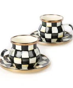 MacKenzie-Childs Courtly Check Enamel Espresso Cup & Saucer Set