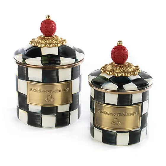 MacKenzie-Childs Courtly Check Enamel Canister - Mini - Image 2