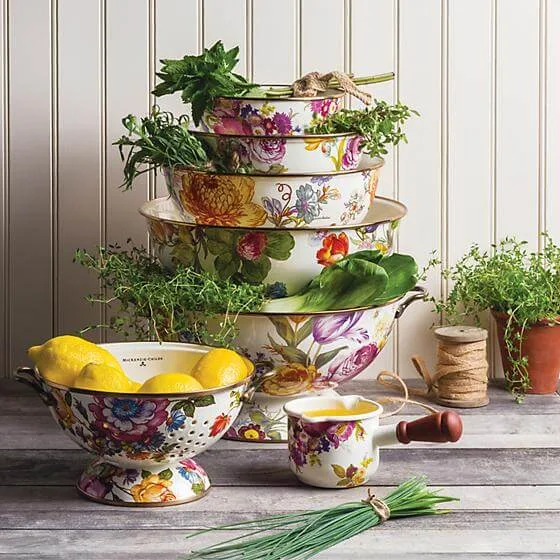 MacKenzie-Childs Flower Market Medium Everyday Bowl - White - Image 3