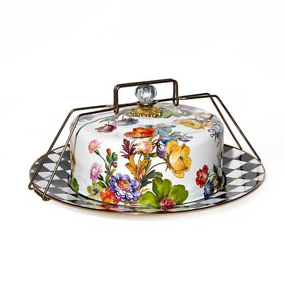 MacKenzie-Childs Flower Market Cake Carrier - White
