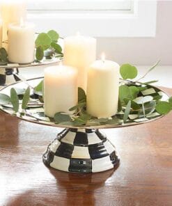 MacKenzie-Childs Courtly Check Enamel Pedestal Platter - Large - Image 4