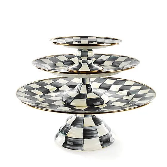 MacKenzie-Childs Courtly Check Enamel Pedestal Platter - Mini - Image 2