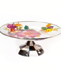 MacKenzie-Childs Flower Market Small Pedestal Platter - White