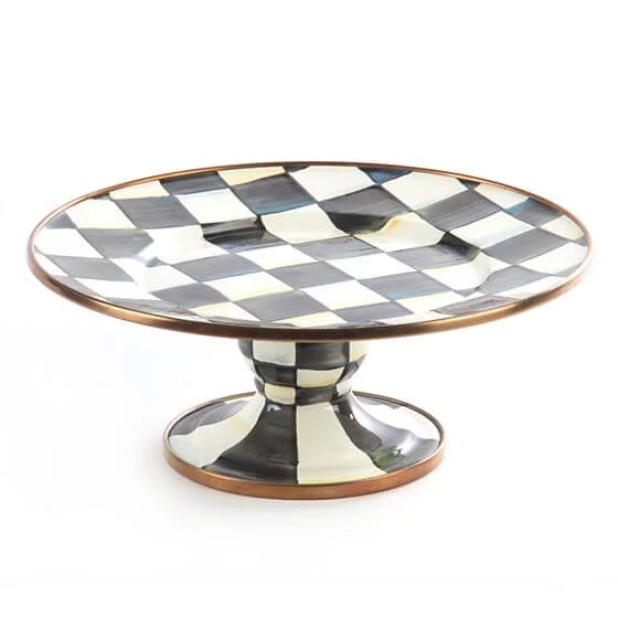 MacKenzie-Childs Courtly Check Enamel Pedestal Platter - Mini