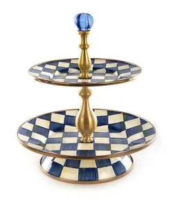 MacKenzie-Childs Royal Check Two Tier Sweet Stand