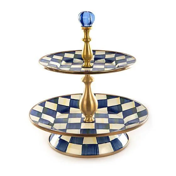 MacKenzie-Childs Royal Check Two Tier Sweet Stand