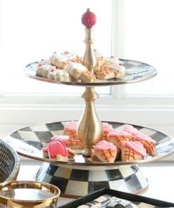 MacKenzie-Childs Courtly Check Enamel Two Tier Sweet Stand - Image 2
