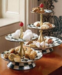 MacKenzie-Childs Courtly Check Enamel Two Tier Sweet Stand - Image 3