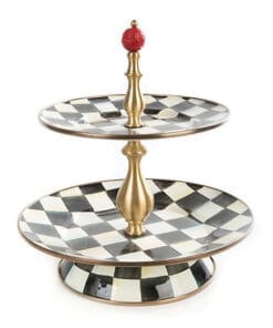 MacKenzie-Childs Courtly Check Enamel Two Tier Sweet Stand