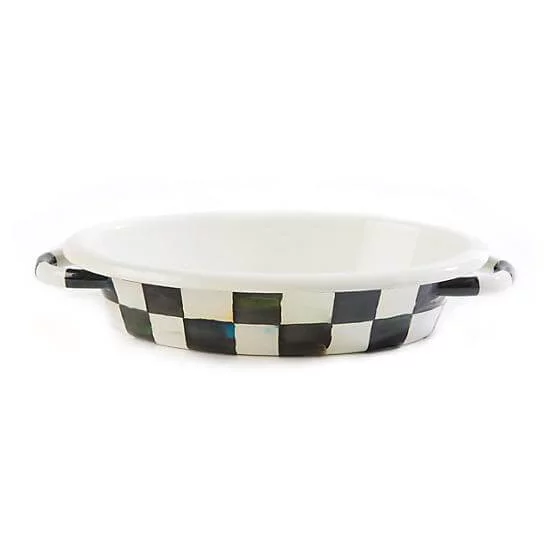 MacKenzie-Childs Courtly Check Enamel Oval Gratin Dish - Small