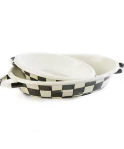 MacKenzie-Childs Courtly Check Enamel Oval Gratin Dish - Small - Image 2