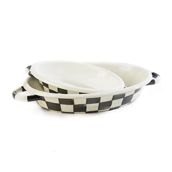 MacKenzie-Childs Courtly Check Enamel Oval Gratin Dish - Small - Image 2