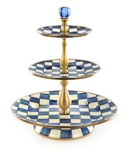 MacKenzie-Childs Royal Check Three Tier Sweet Stand - Enamel