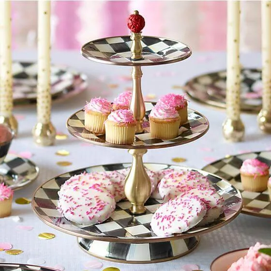 MacKenzie-Childs Courtly Check Enamel Three Tier Sweet Stand - Image 2