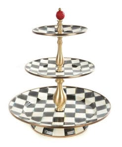 MacKenzie-Childs Courtly Check Enamel Three Tier Sweet Stand