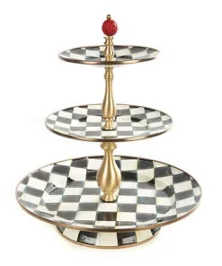 MacKenzie-Childs Courtly Check Enamel Three Tier Sweet Stand